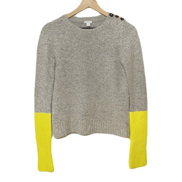Fossil Sweater Gray/Yellow Wool Cashmere Blend XL Sleeves Color-Blockv Sz XS - Picture 1 of 10